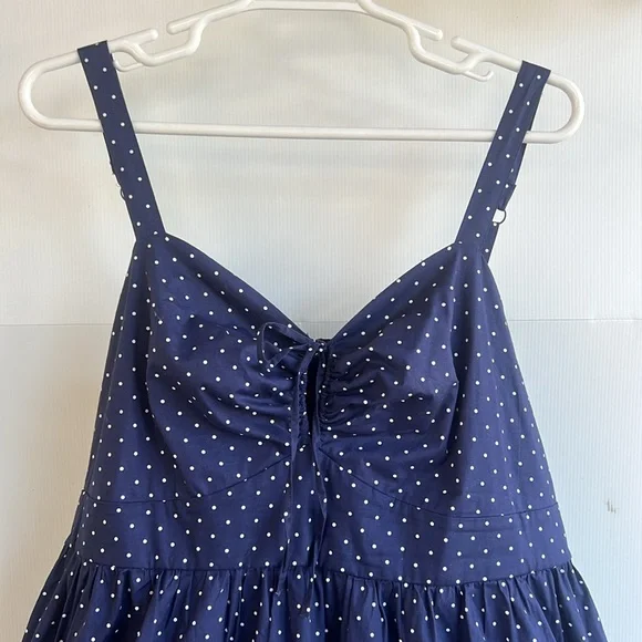 Torrid Polka Dot Dress Size 24 Pinup Rockabilly Sailor Vintage Navy Blue White - Picture 2 of 9